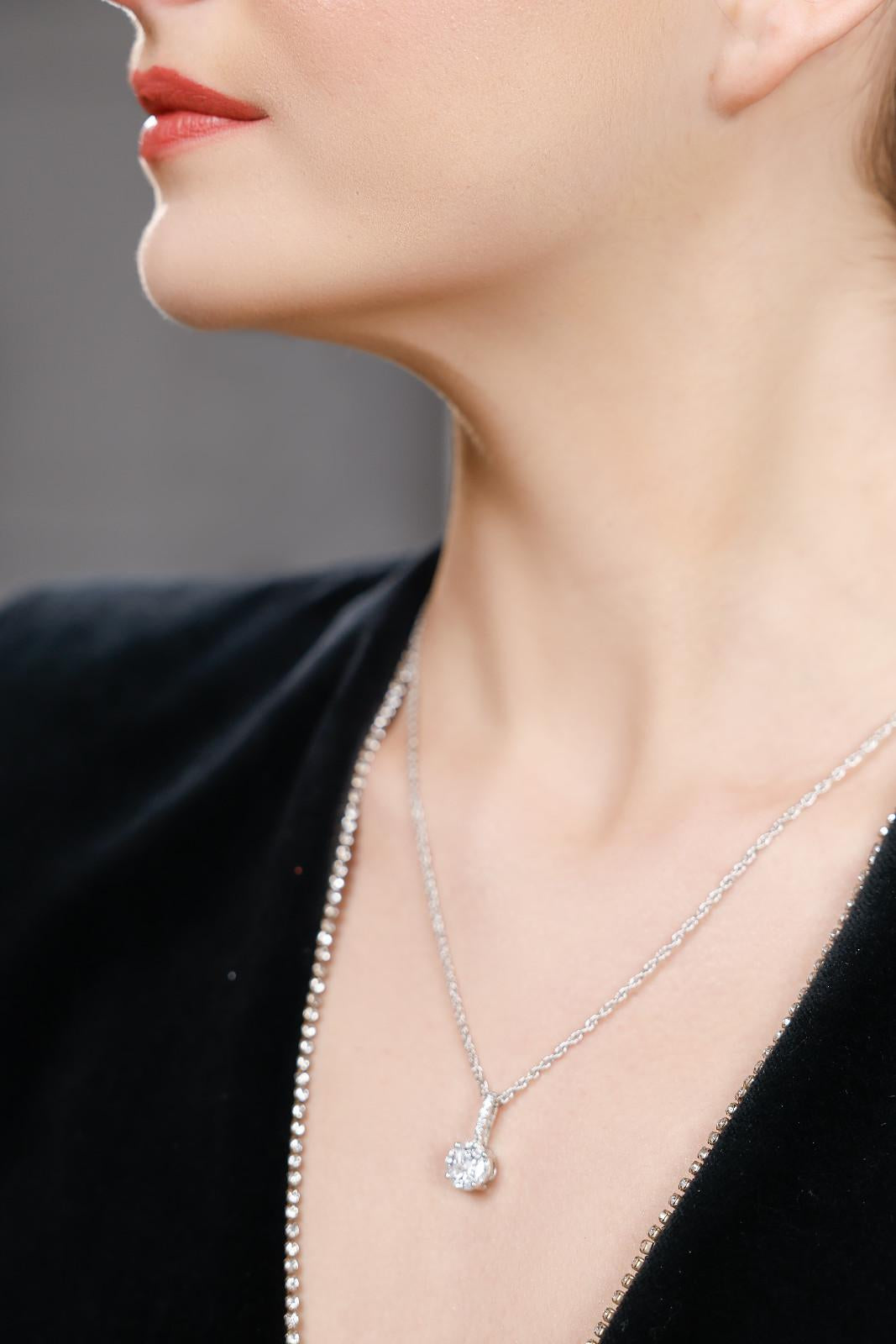 Silver Glow Drop Necklace